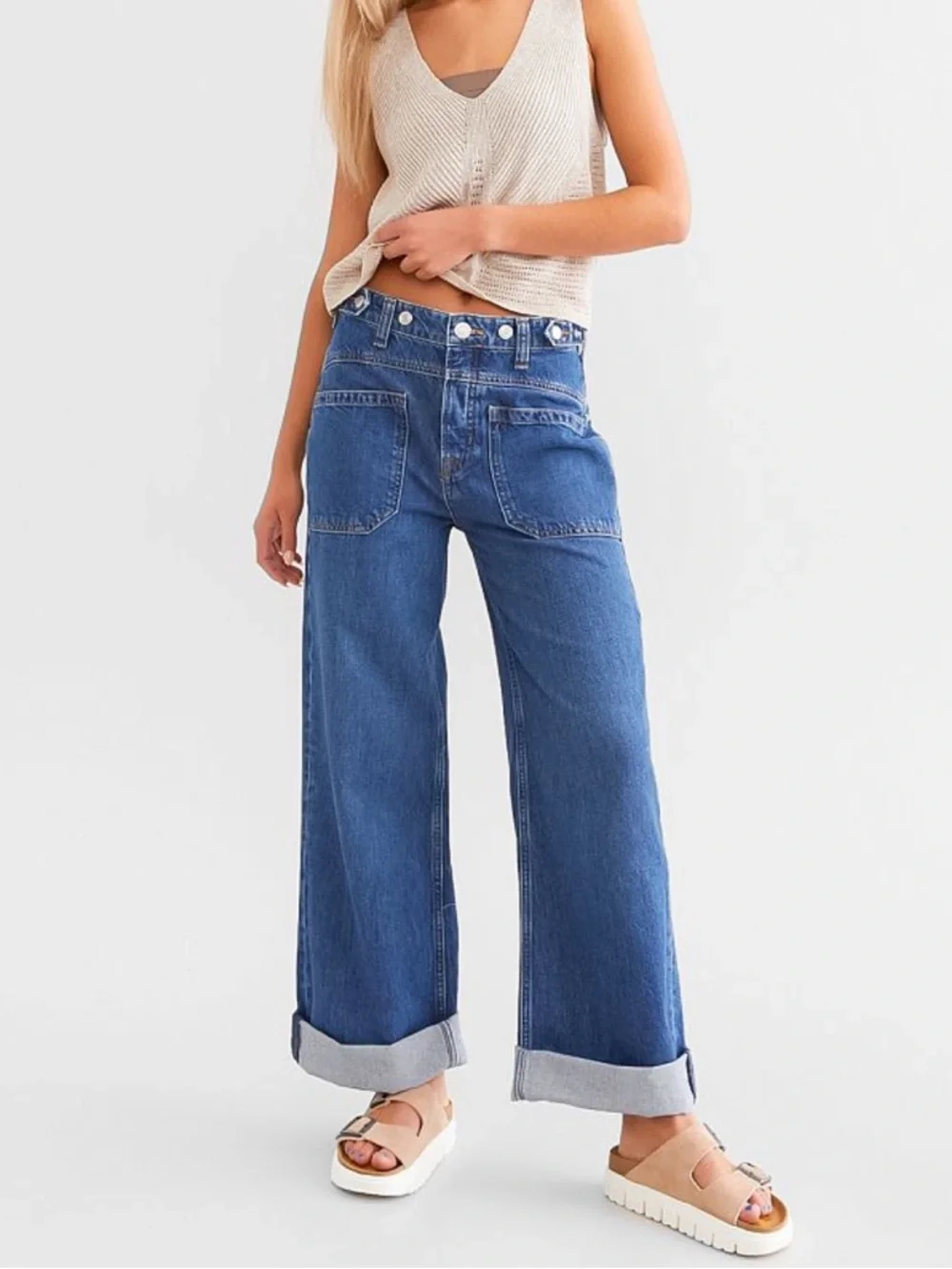 Free People We the Free Palmer Cuffed Jeans - Picture 1 of 6
